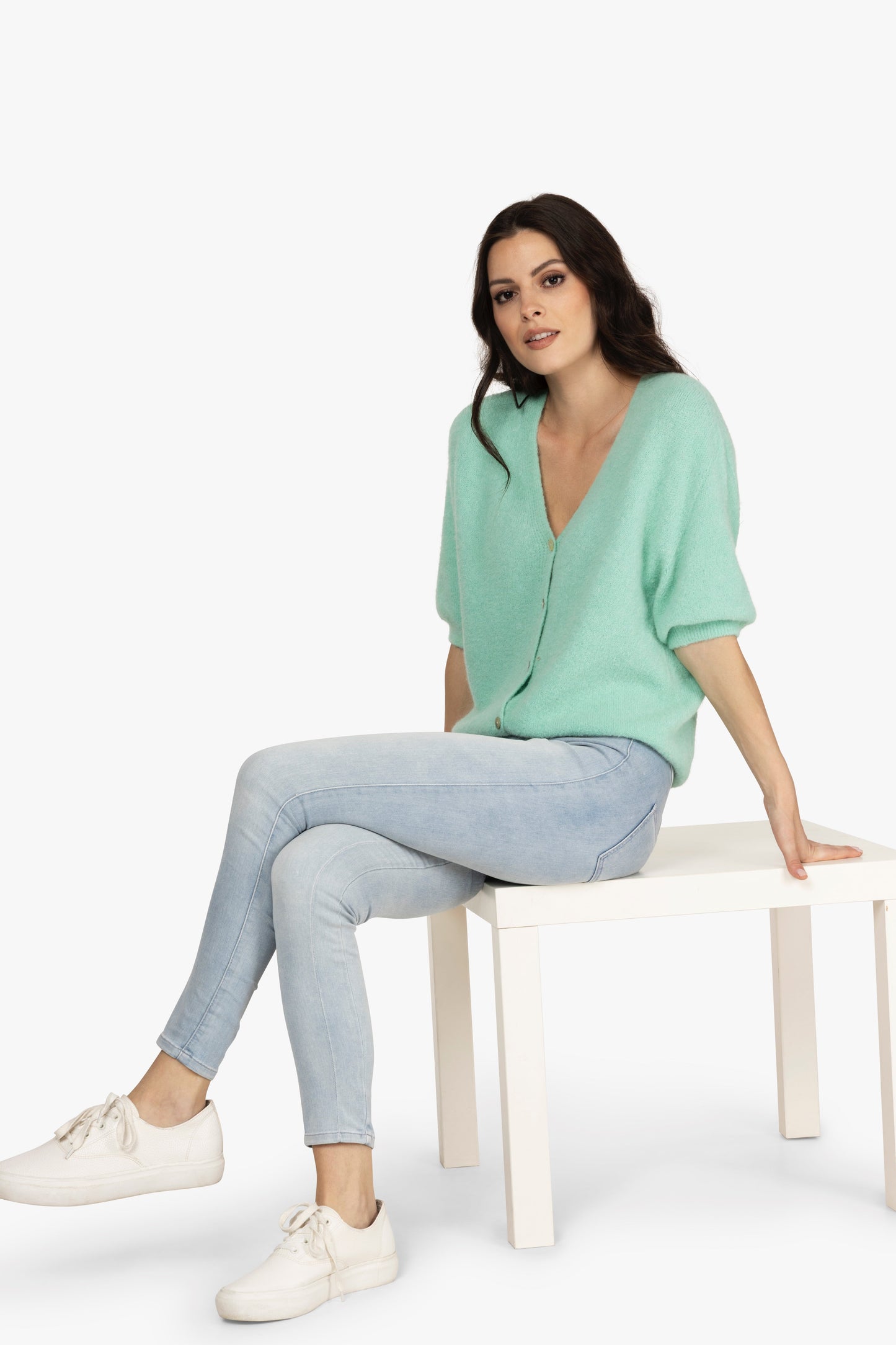 Alpaka Strickjacke mit Halbarm