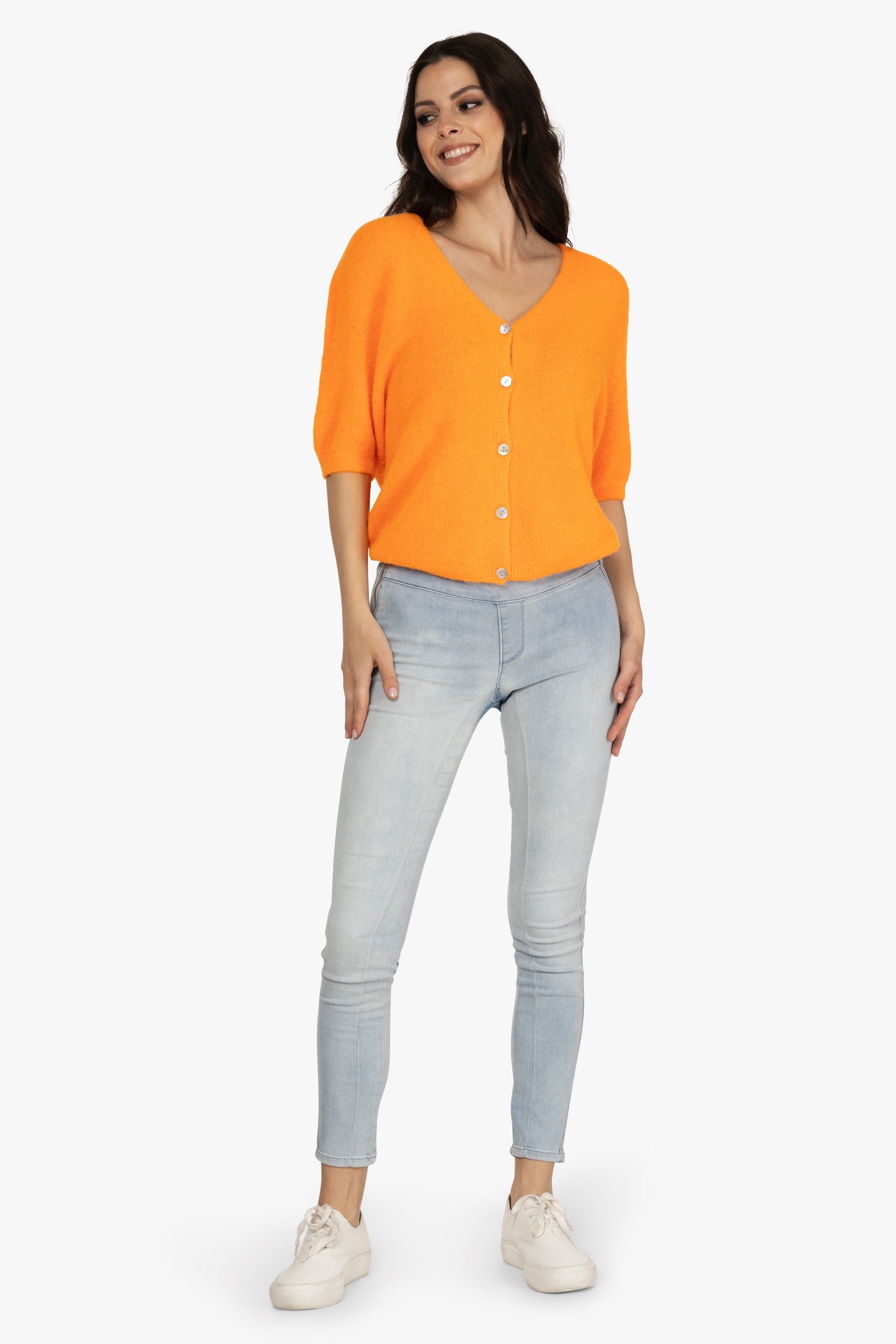 Alpaka Strickjacke mit Halbarm