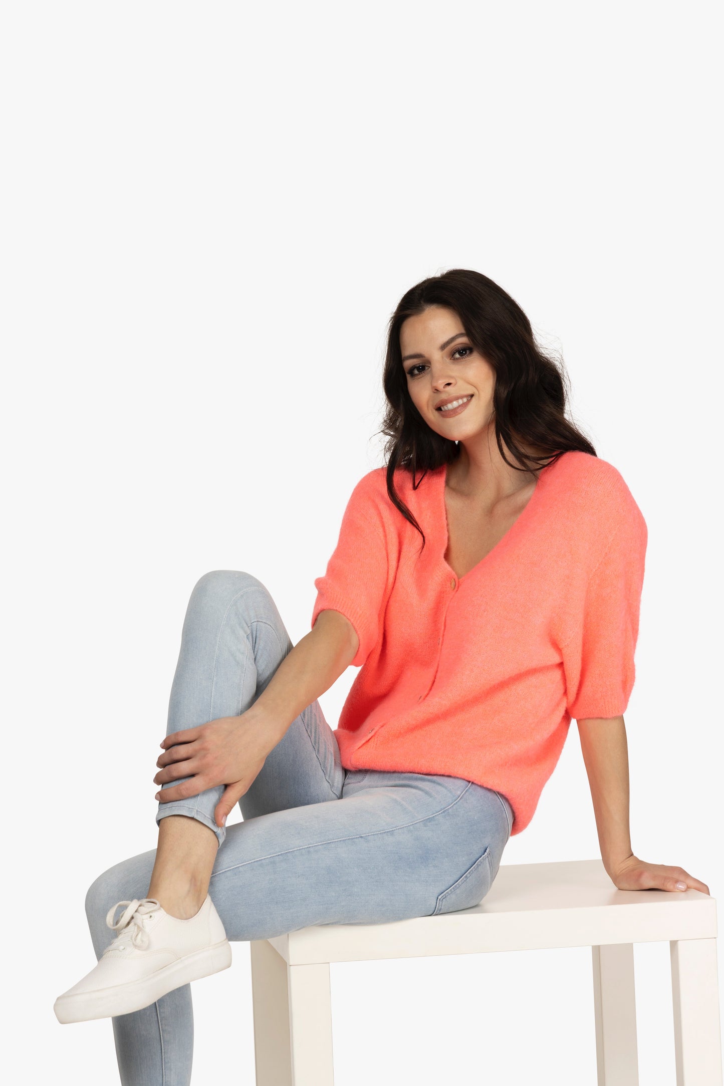 Alpaka Strickjacke mit Halbarm