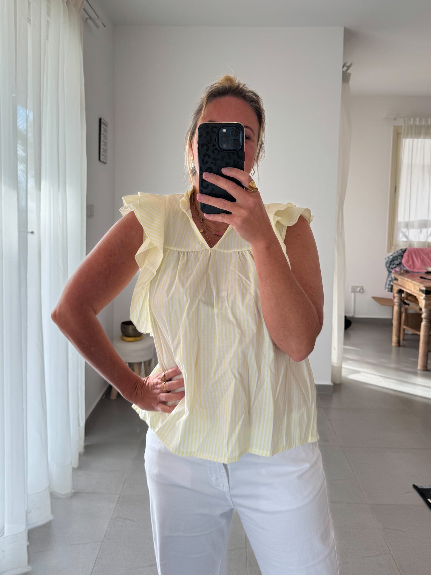 Summer Stripe Bluse – mit Volantärmeln