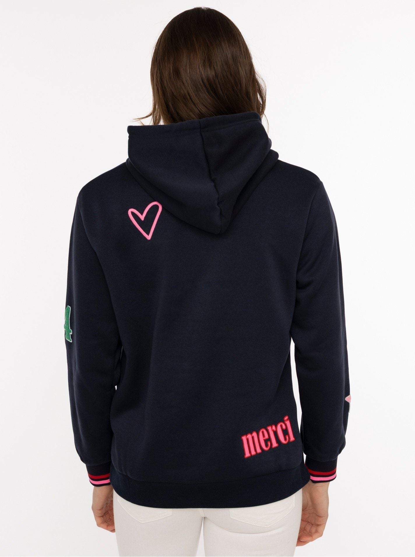 Zwillingsherz Hoodie BONJOUR, blau