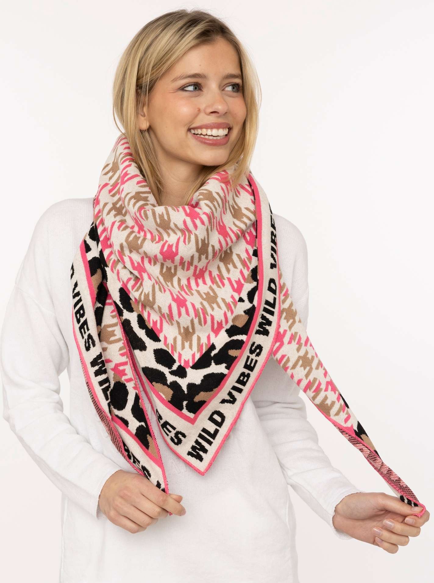 Zwillingsherz Dreieckstuch LEO HAHNENTRITT pink