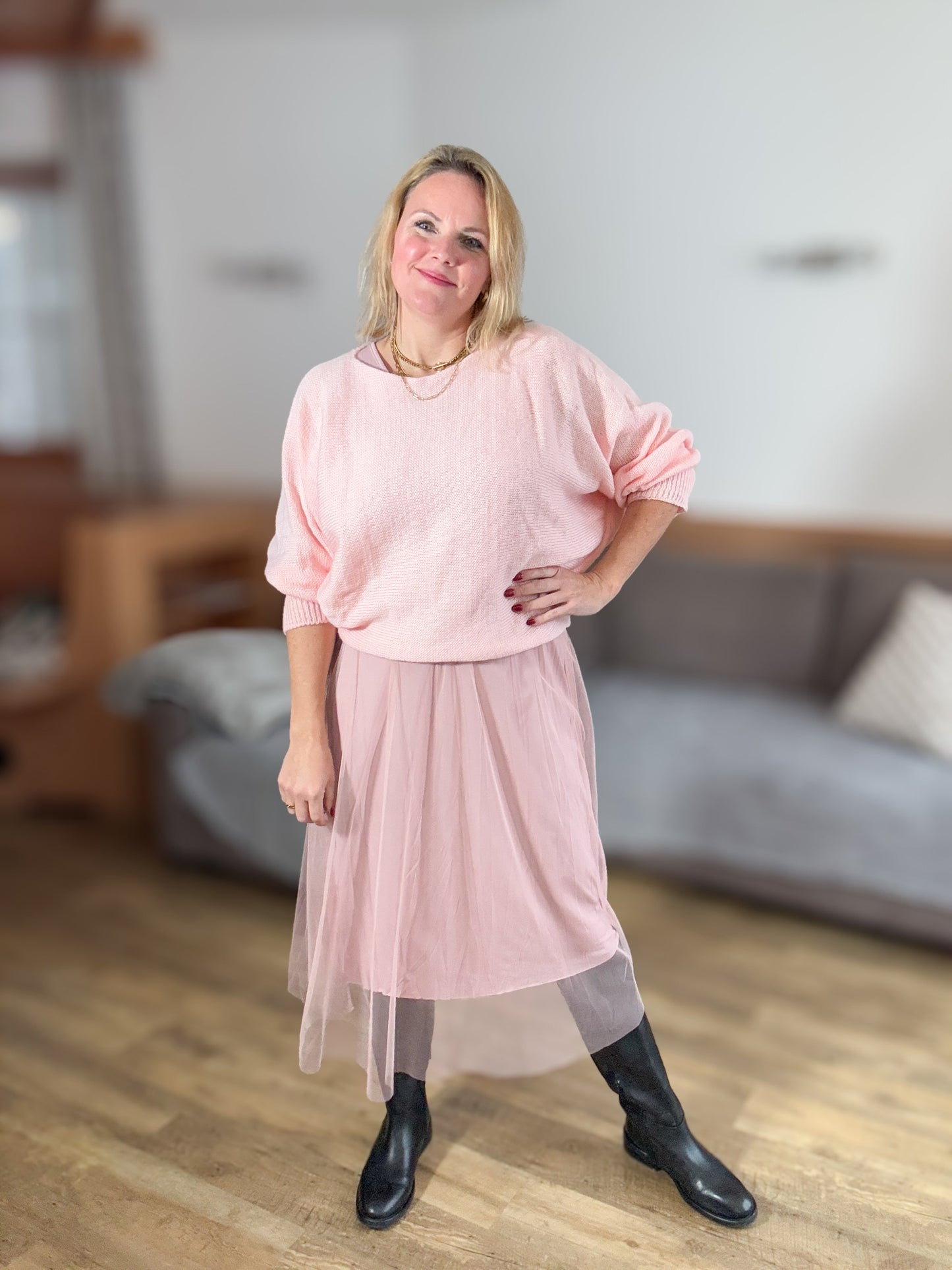 Kleid-Strickpulli Kombination