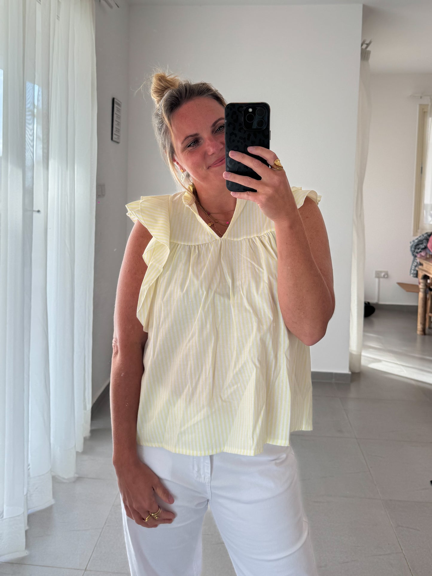 Summer Stripe Bluse – mit Volantärmeln