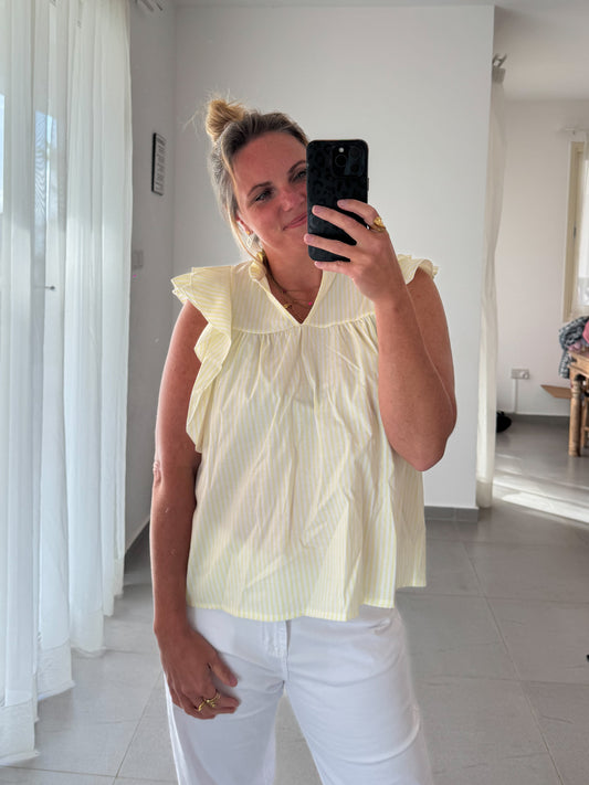 Summer Stripe Bluse – mit Volantärmeln