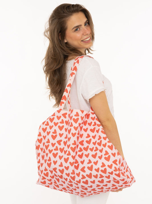 Zwillingsherz XXL Shopper BW "Herzen"