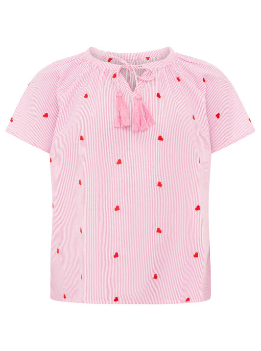 Zwillingsherz Kurzarm-Bluse Herzen