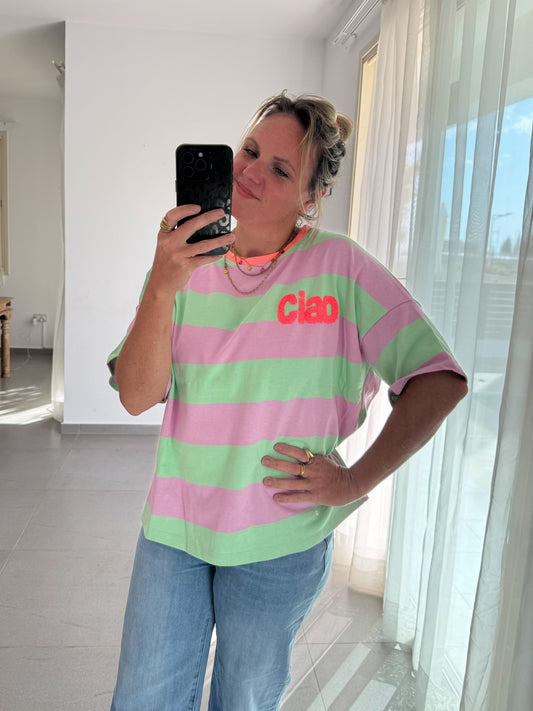 Sommer Sweatshirt CIAO – Streifenliebe mit Chenille