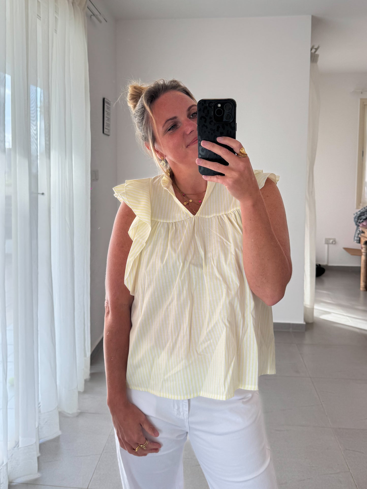 Summer Stripe Bluse – mit Volantärmeln