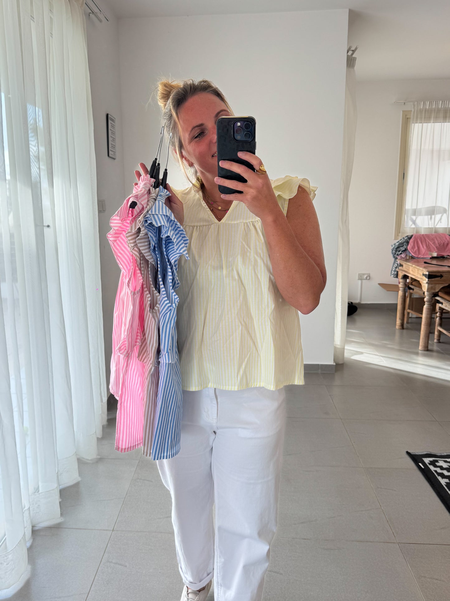 Summer Stripe Bluse – mit Volantärmeln