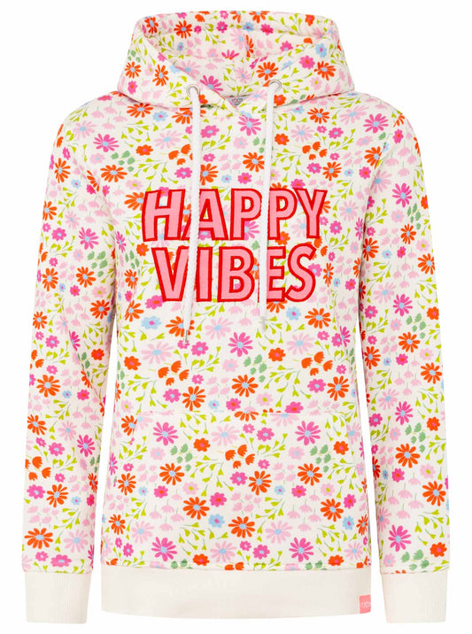 Zwillingsherz Hoodie "AOP Flower Happy Vibes"