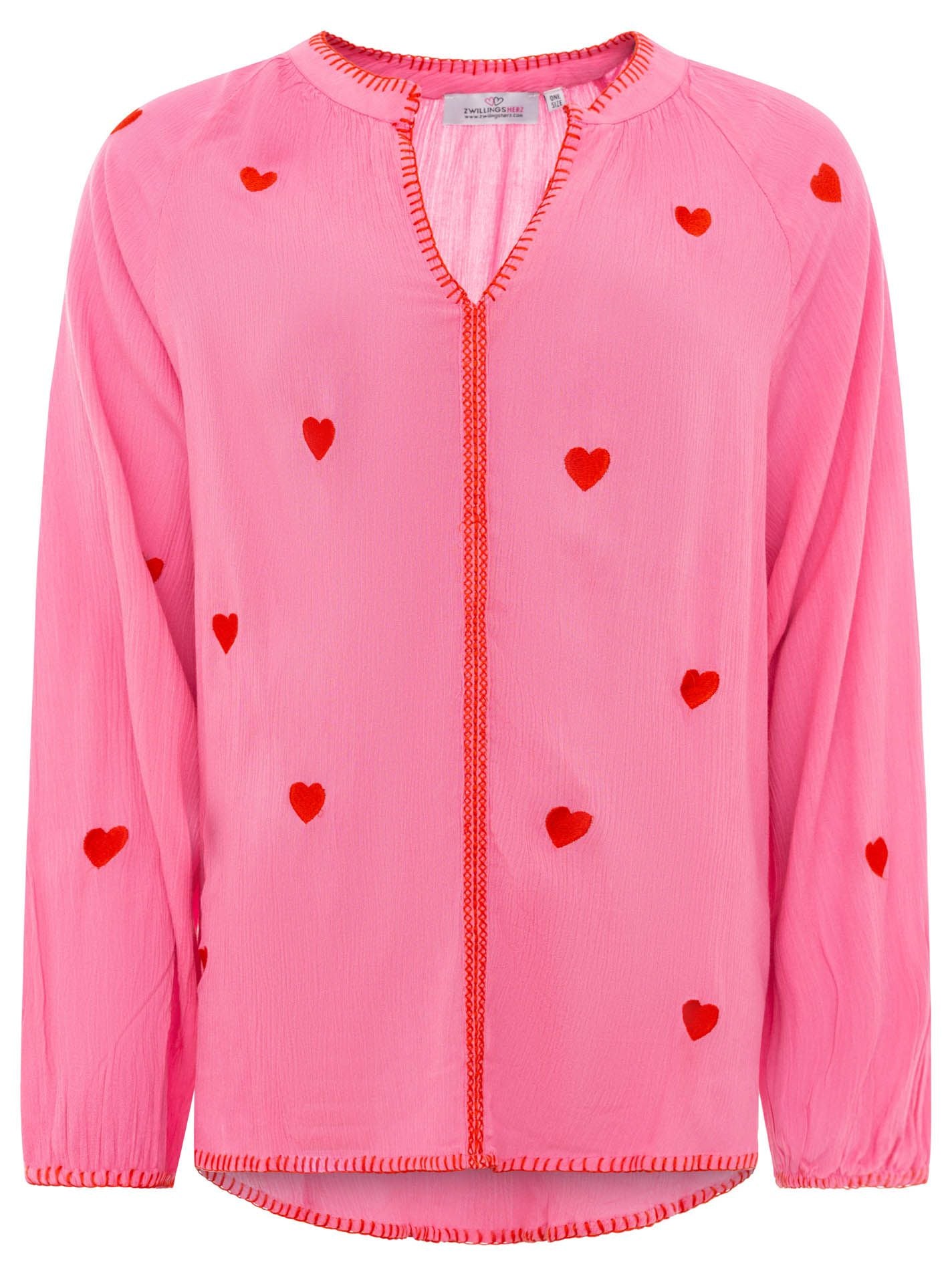 Zwillingsherz Bluse "Gestickte Herzen