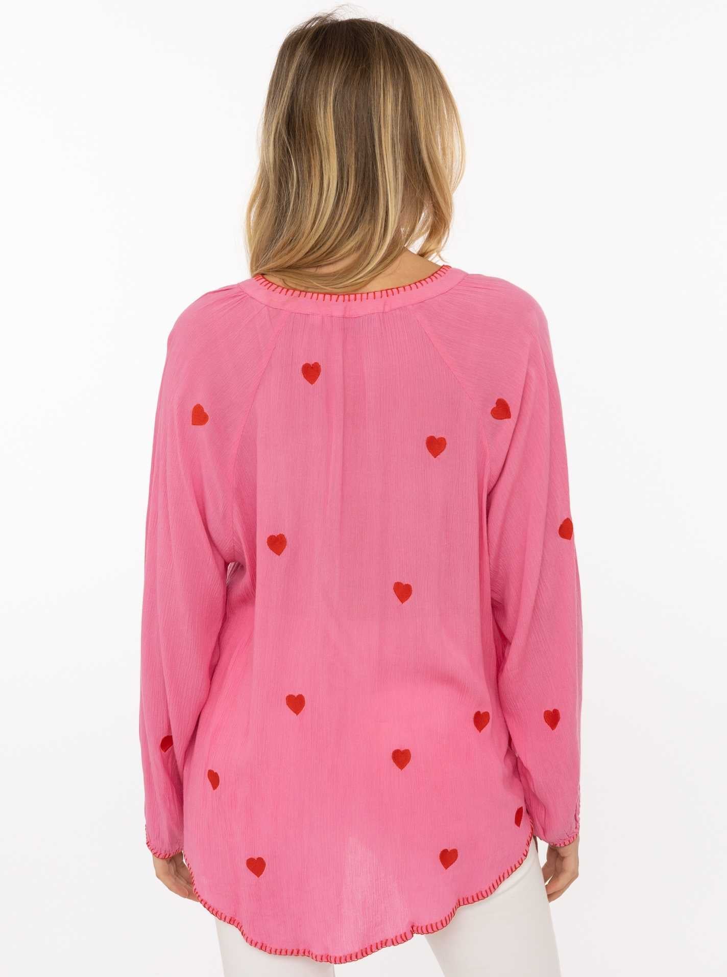 Zwillingsherz Bluse "Gestickte Herzen