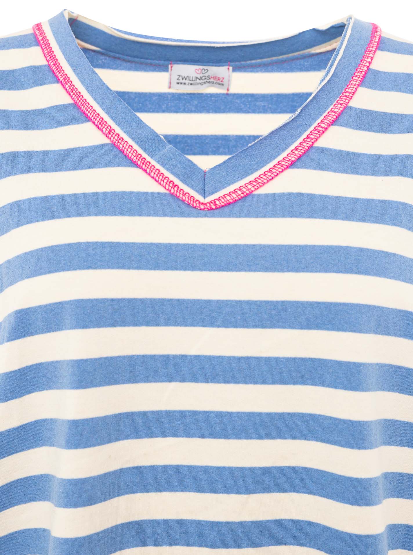 Zwillingsherz Sweatshirt V-Neck "Neon Streifen"