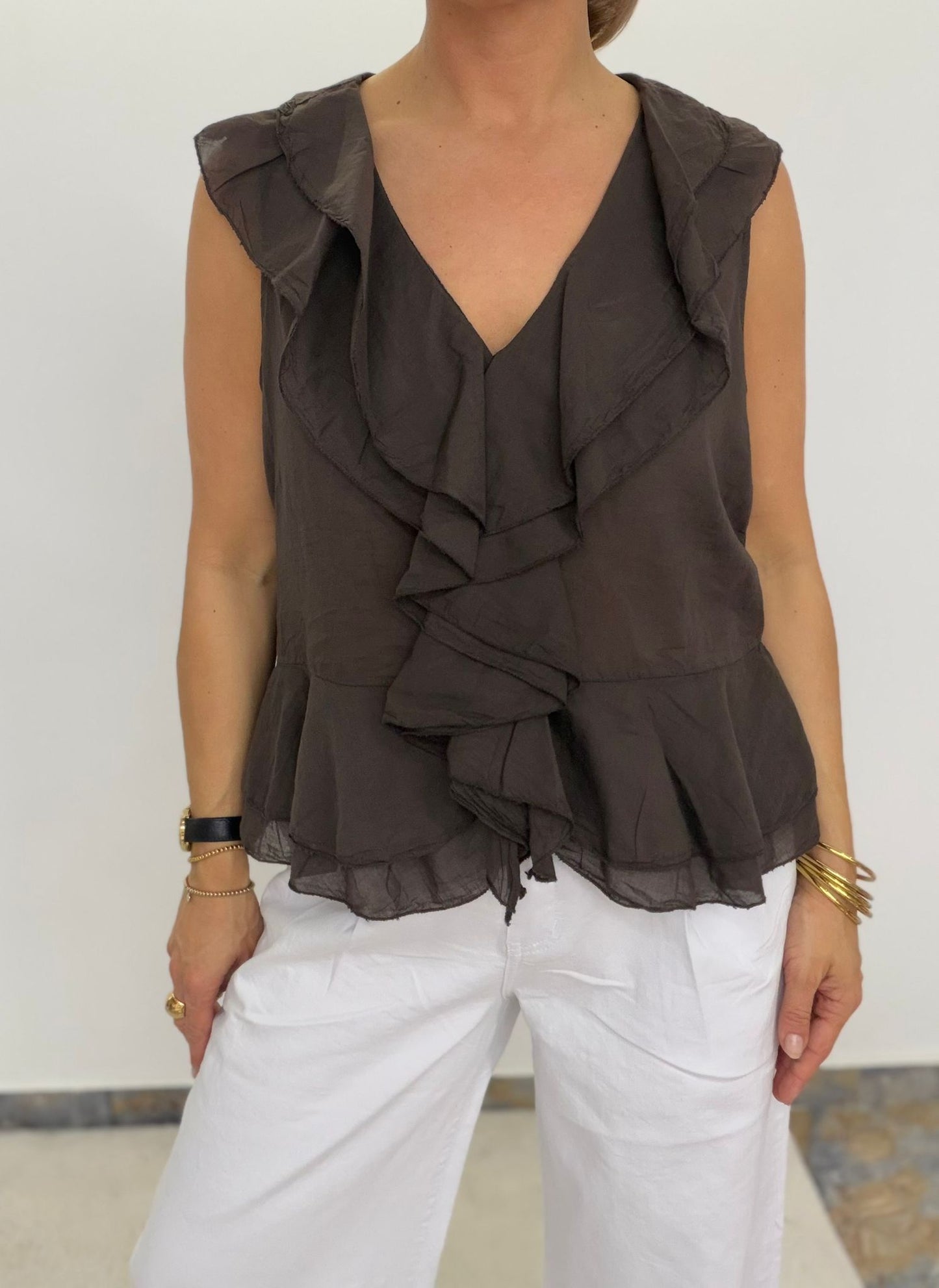 Ruffle Love Bluse – ärmellos