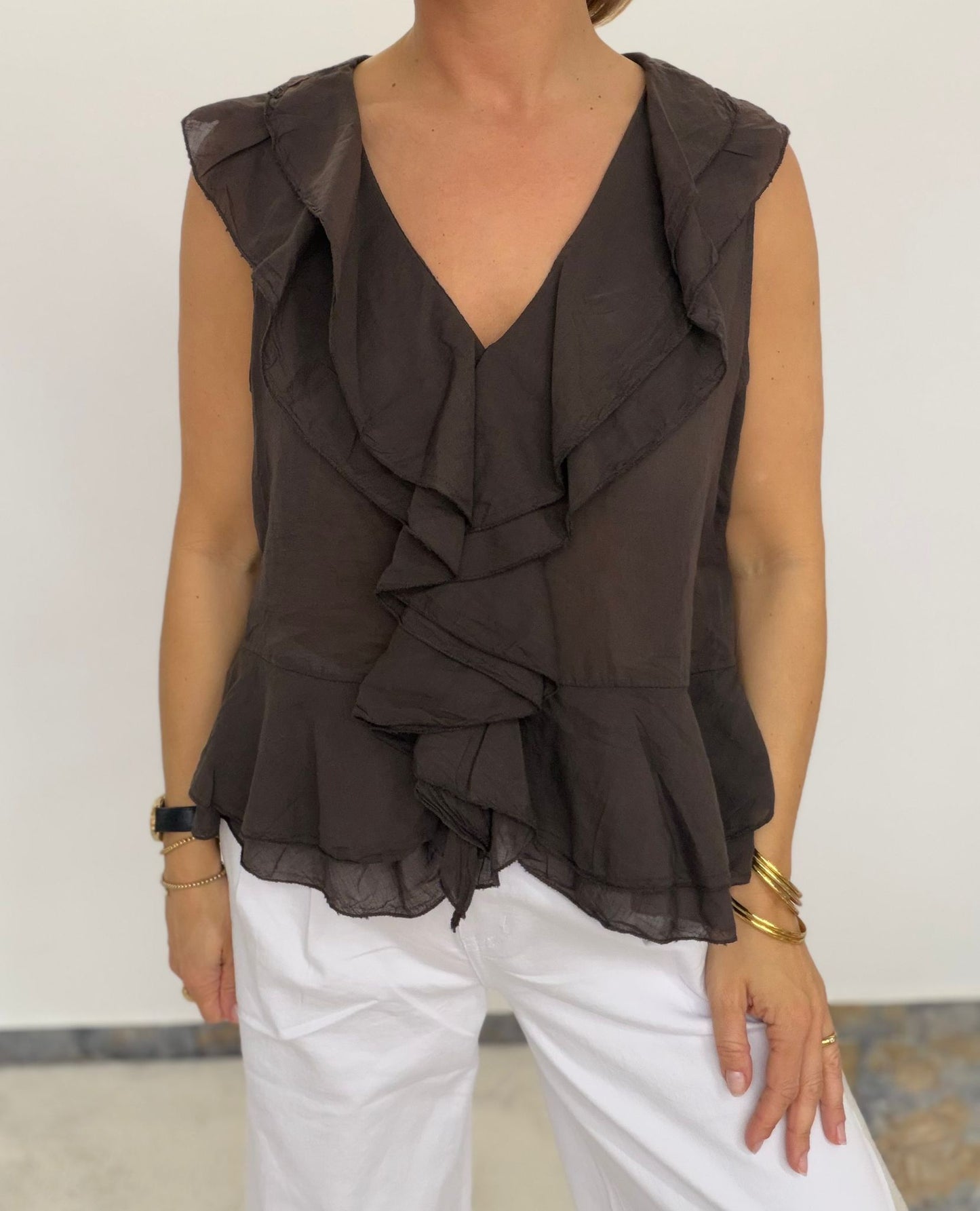 Ruffle Love Bluse – ärmellos