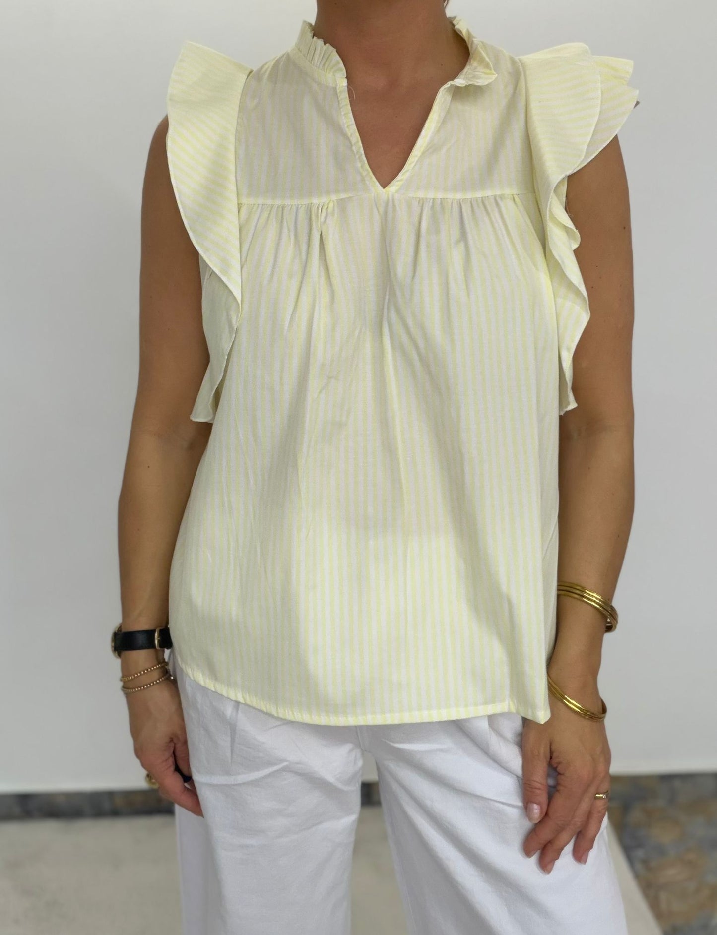 Summer Stripe Bluse – mit Volantärmeln