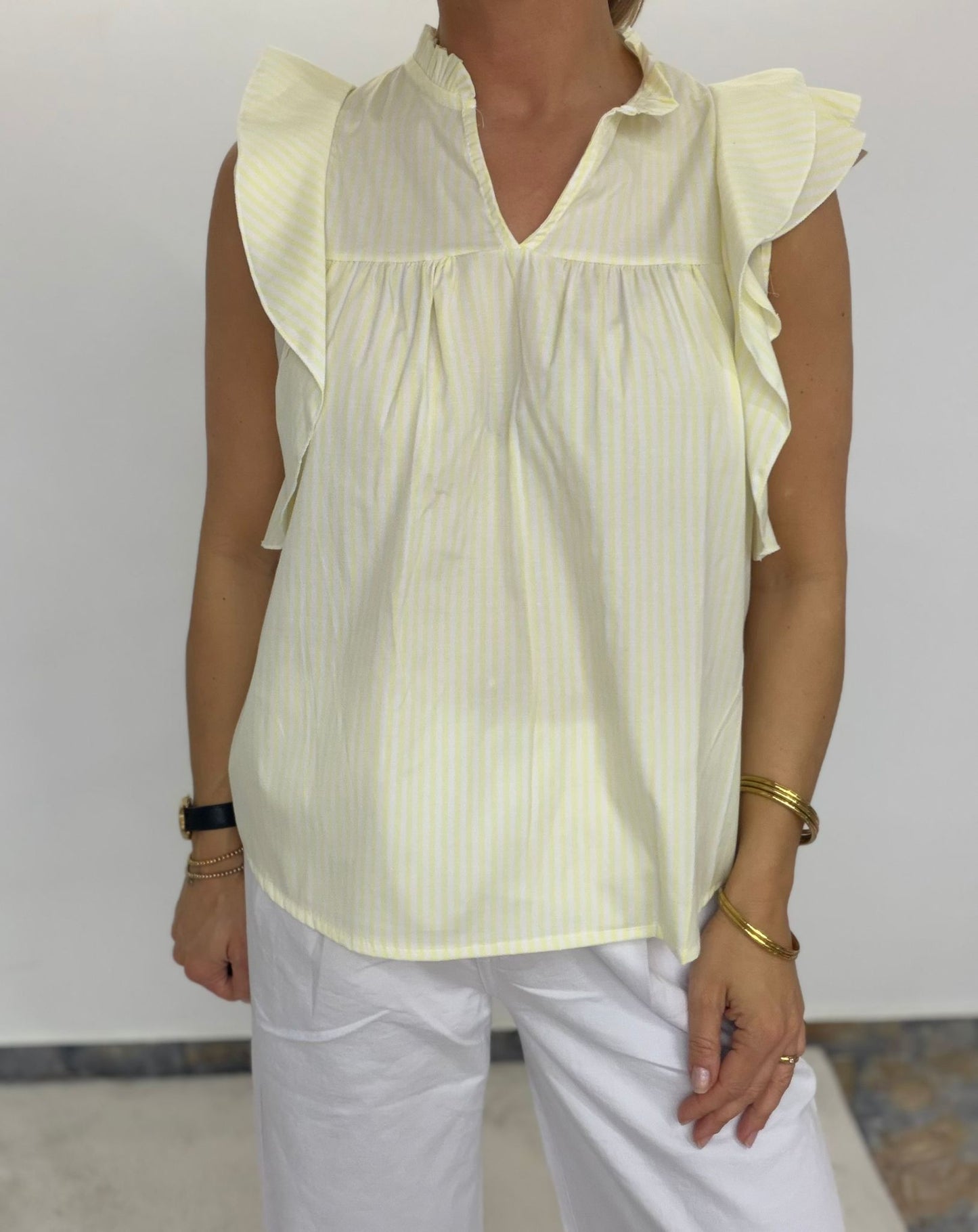 Summer Stripe Bluse – mit Volantärmeln