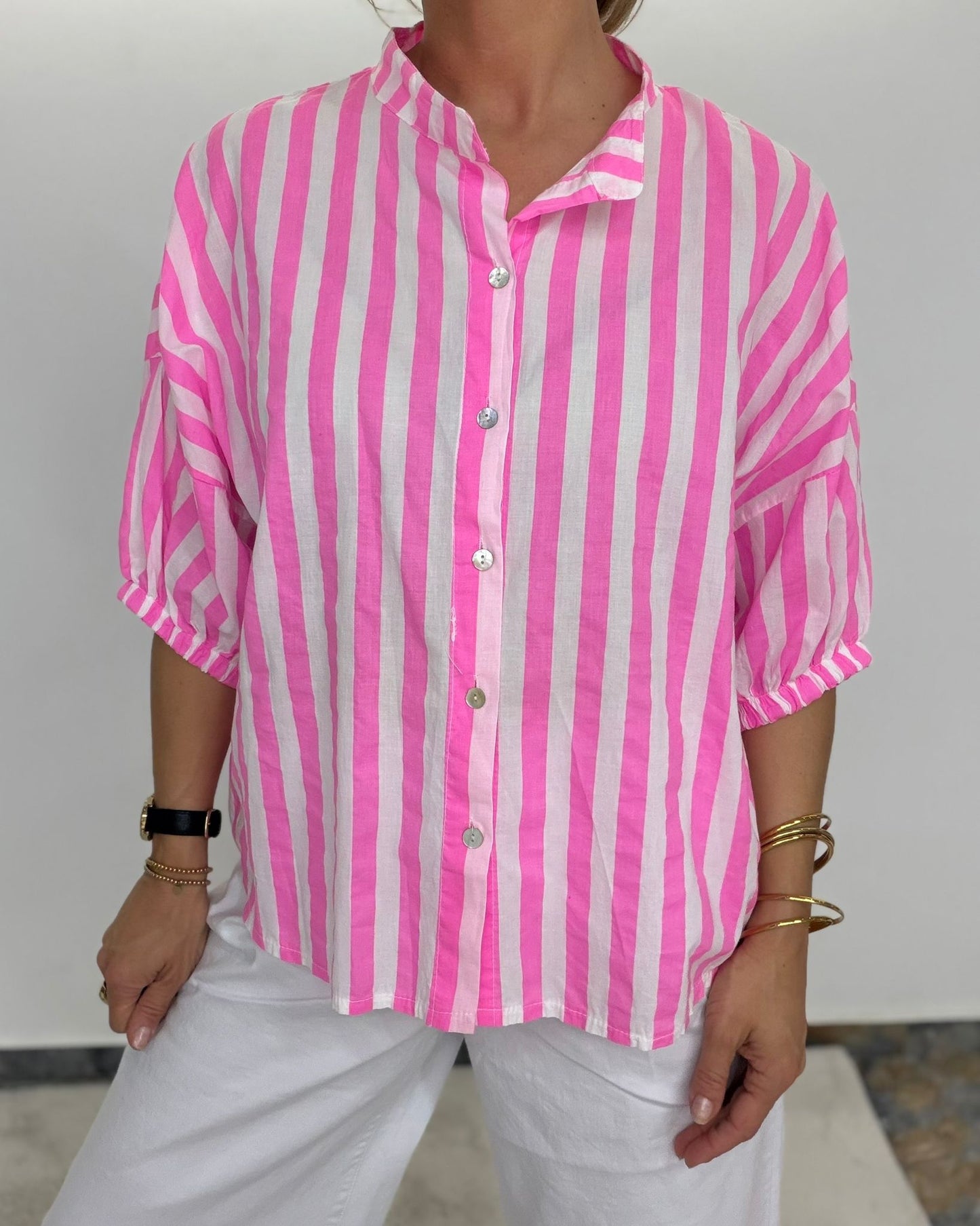 Neon Stripe Bluse