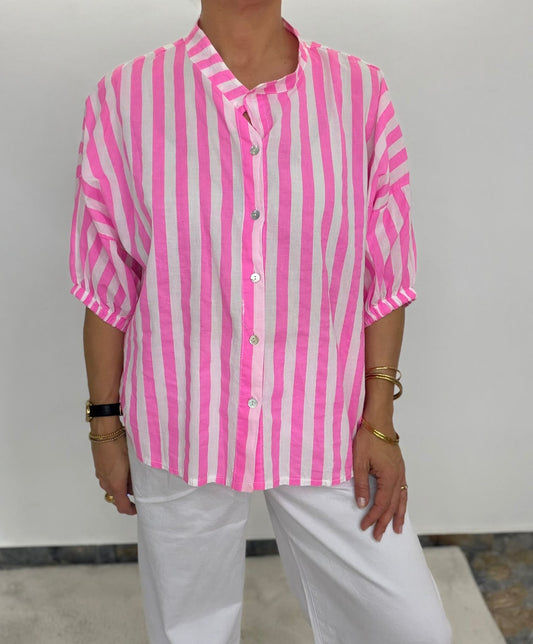 Neon Stripe Bluse