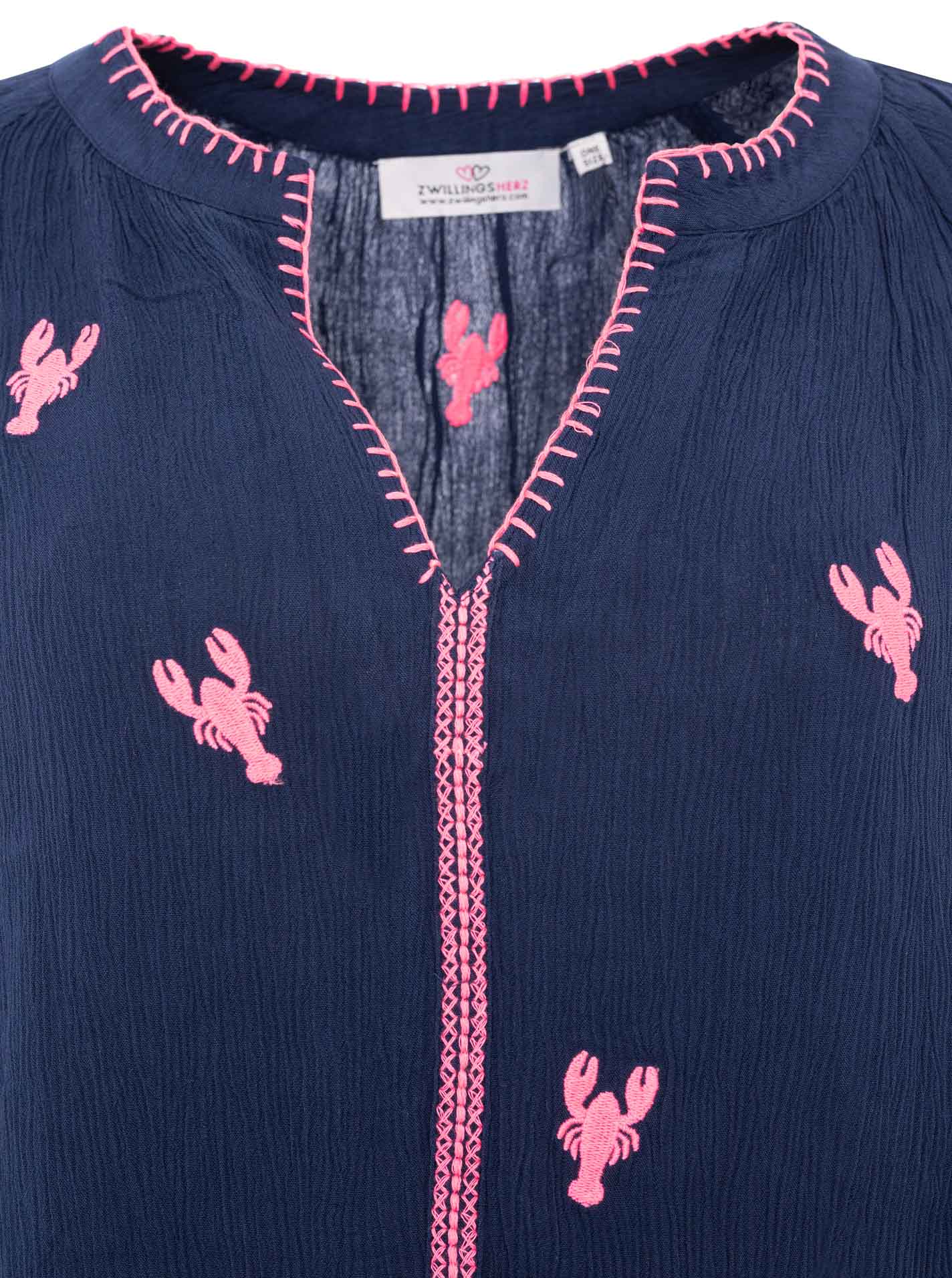Zwillingsherz Bluse "Gestickte Hummer"