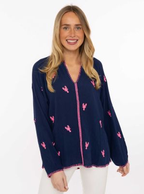 Zwillingsherz Bluse "Gestickte Hummer"